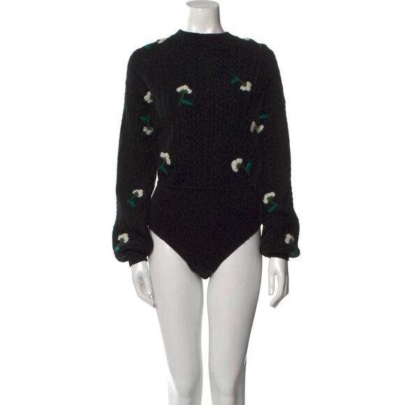 Naya Sweaters - Naya Rea Wool Cable Knit Black Sweater Onesie Sz M